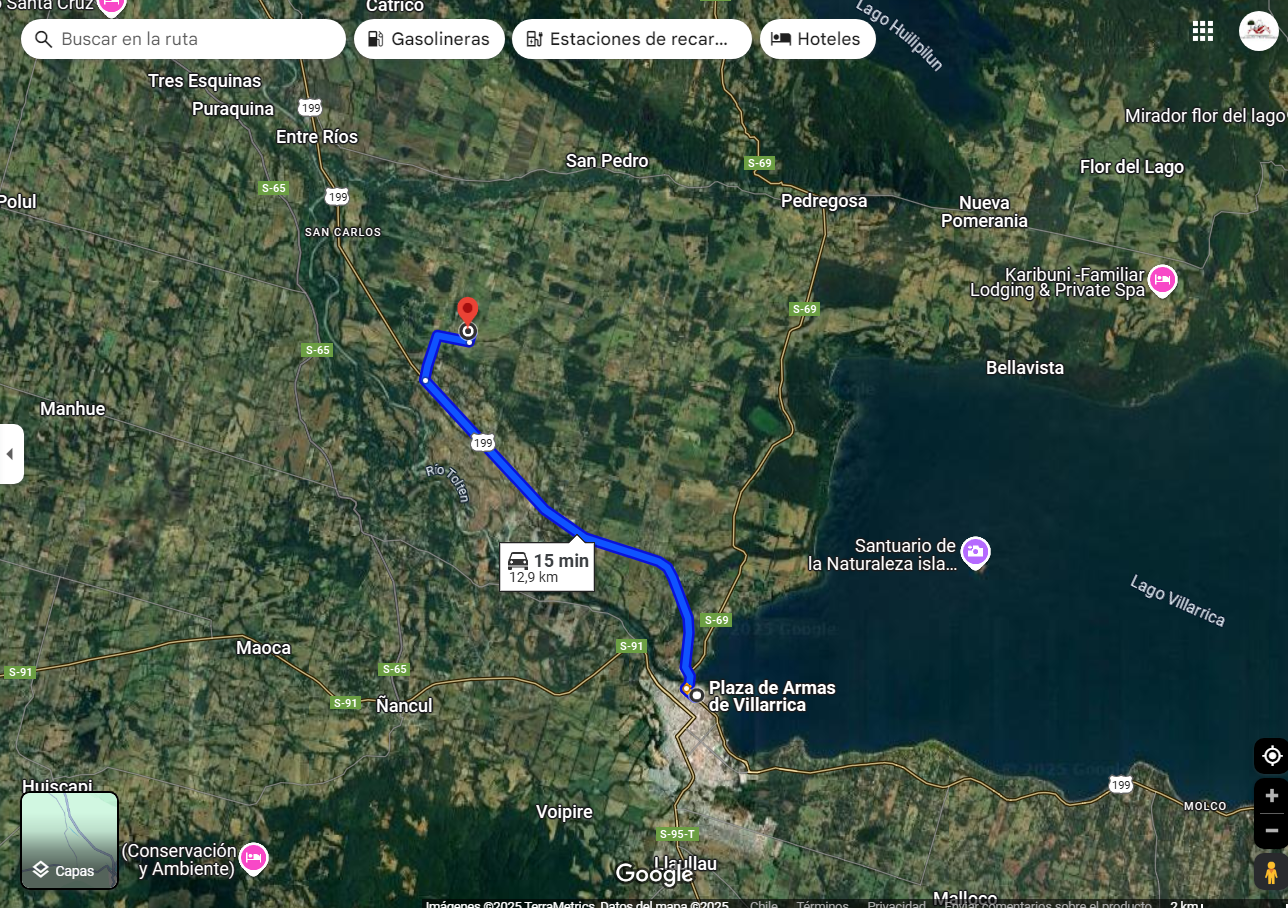 Maps Distancia a Villarrica